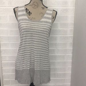 Gap Gray and White Striped Long Tank Top in Large